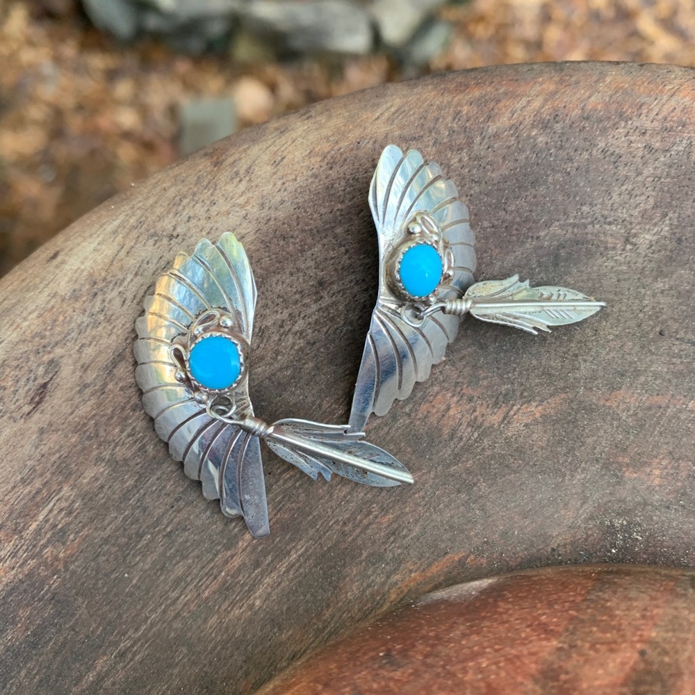 SOLD VINTAGE Randall Tom Navajo Dine’ Earrings - Picture 9 of 10